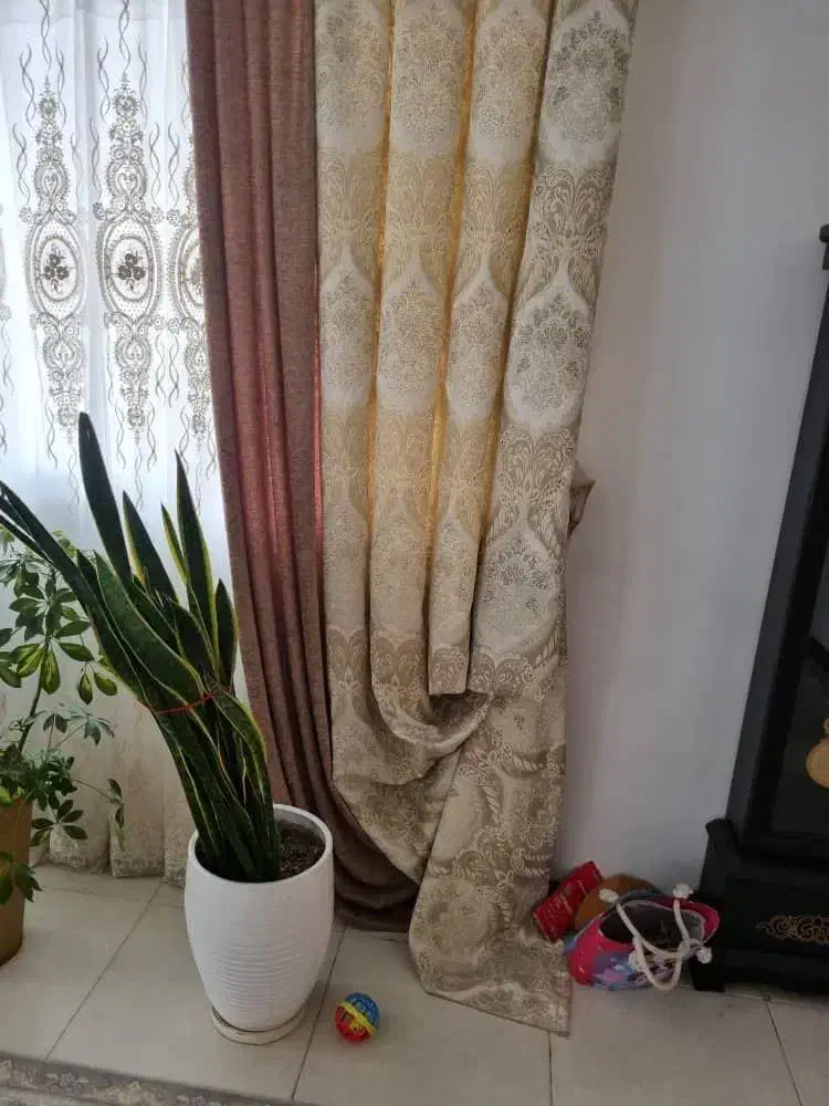 یالان پرده جفت دوطرف طلاکوپ ک نگیناش پرس شده ترک|پرده، رانر، رومیزی|تهران, خلیج فارس|دیوار