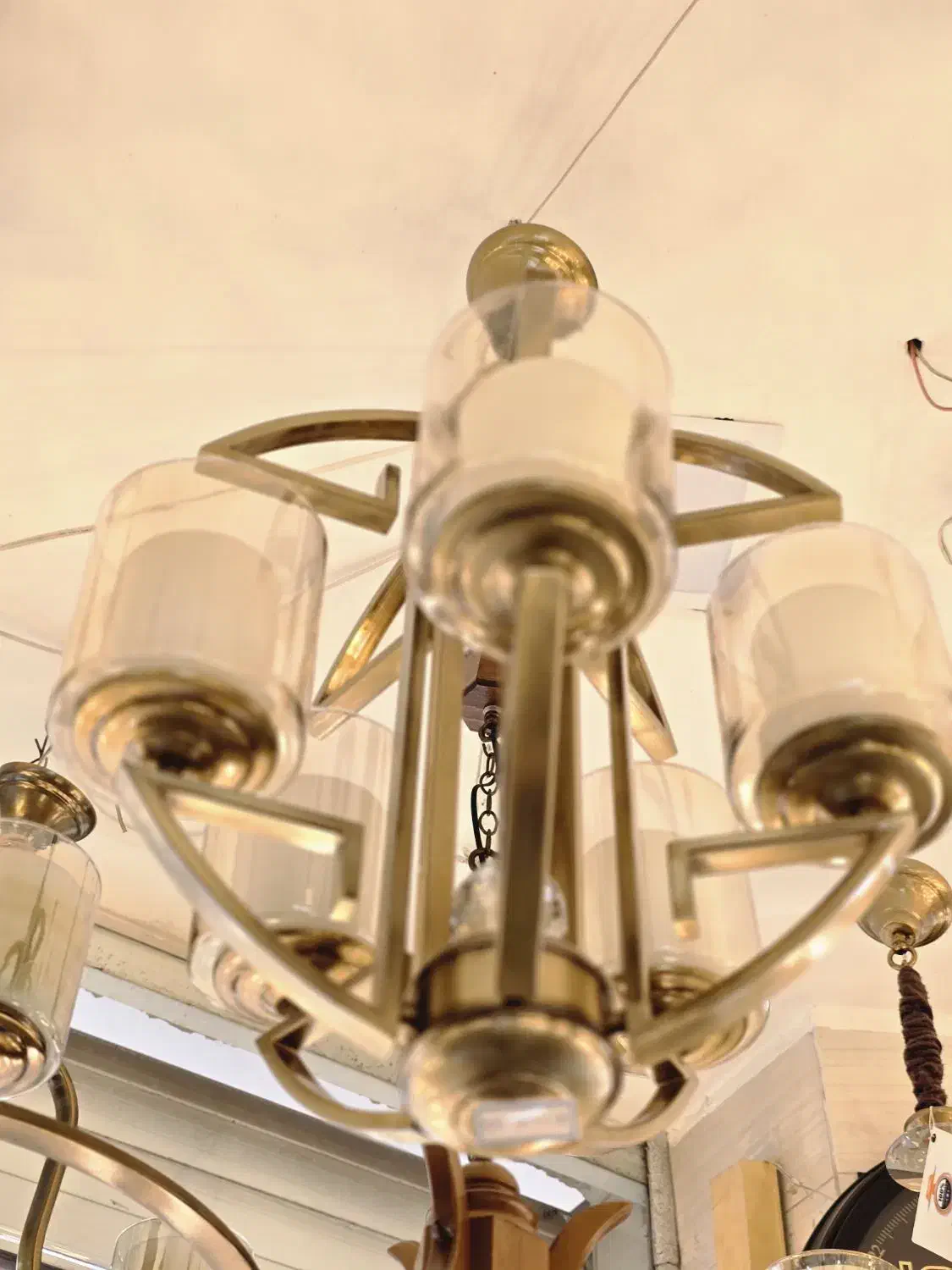 لوستر پنج شاخه با آبکاری زیتونی|لوستر و چراغ آویز|خوی, |دیوار