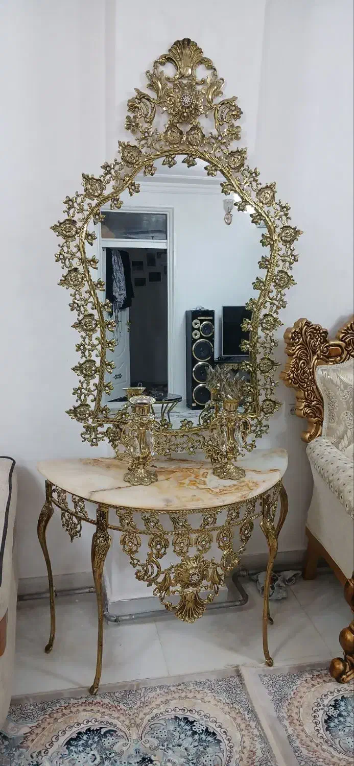 آیینه شمدان برنز|بوفه، ویترین، کنسول|میاندوآب, |دیوار