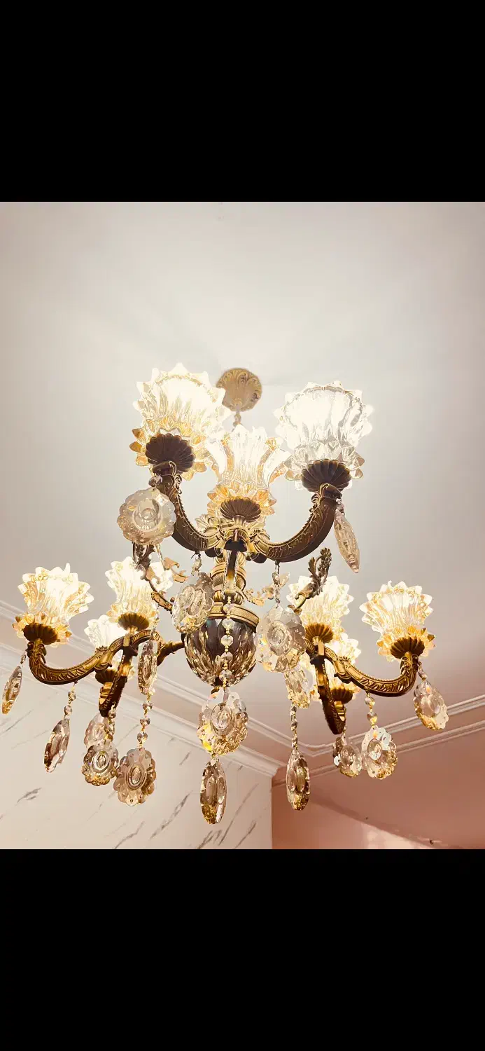 لوستر برنز نه شاخه|لوستر و چراغ آویز|تبریز, |دیوار