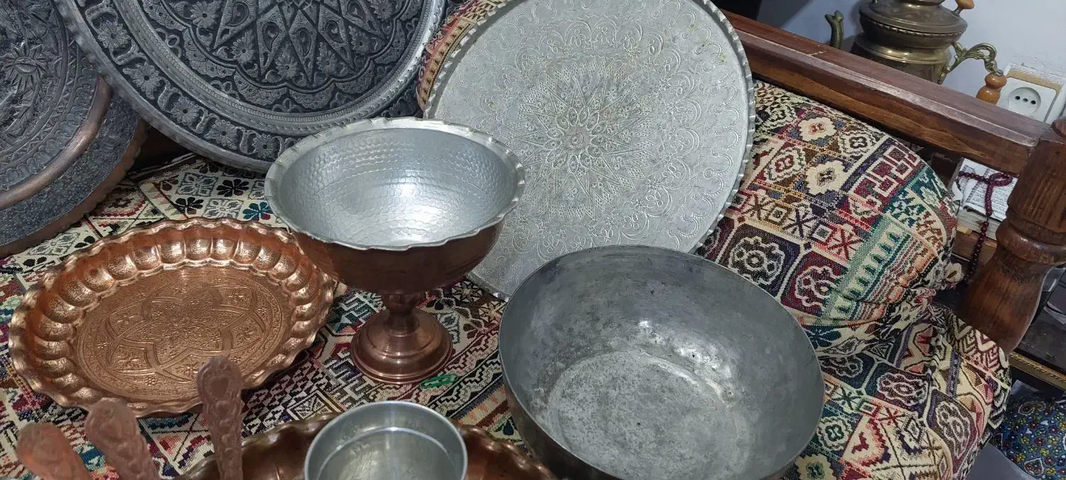 ظروف دکوری و پذیرایی مسی|کلکسیون اشیاء عتیقه|ری, منصوریه منگل|دیوار