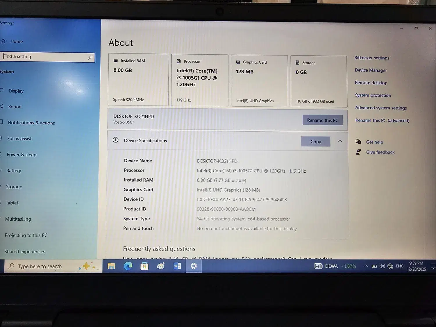 لپ تاپ vostro 3000|رایانه همراه|کرج, کوی امامیه|دیوار