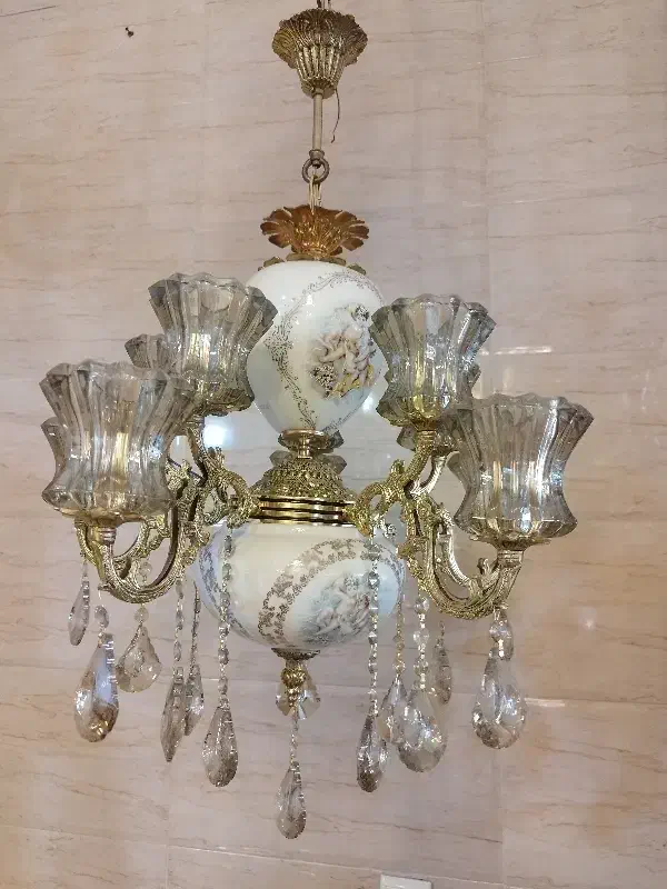 لوستر زنبق ستاره 10شعله برنزی|لوستر و چراغ آویز|تبریز, |دیوار