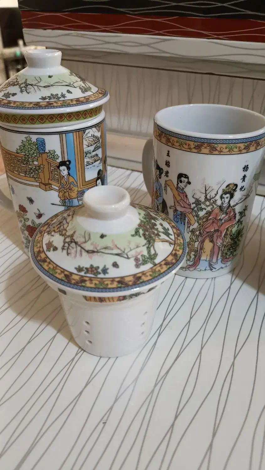 لیوان دمنوش چینی 4 عدد|قوری، کتری، قهوهساز دستی|قائن, |دیوار