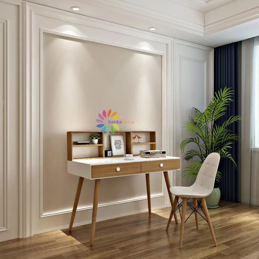 میز تحریر و لپ تاپ ، میزتحریر پایه چوبی بانک دکور|میز تحریر و کامپیوتر|تبریز, |دیوار