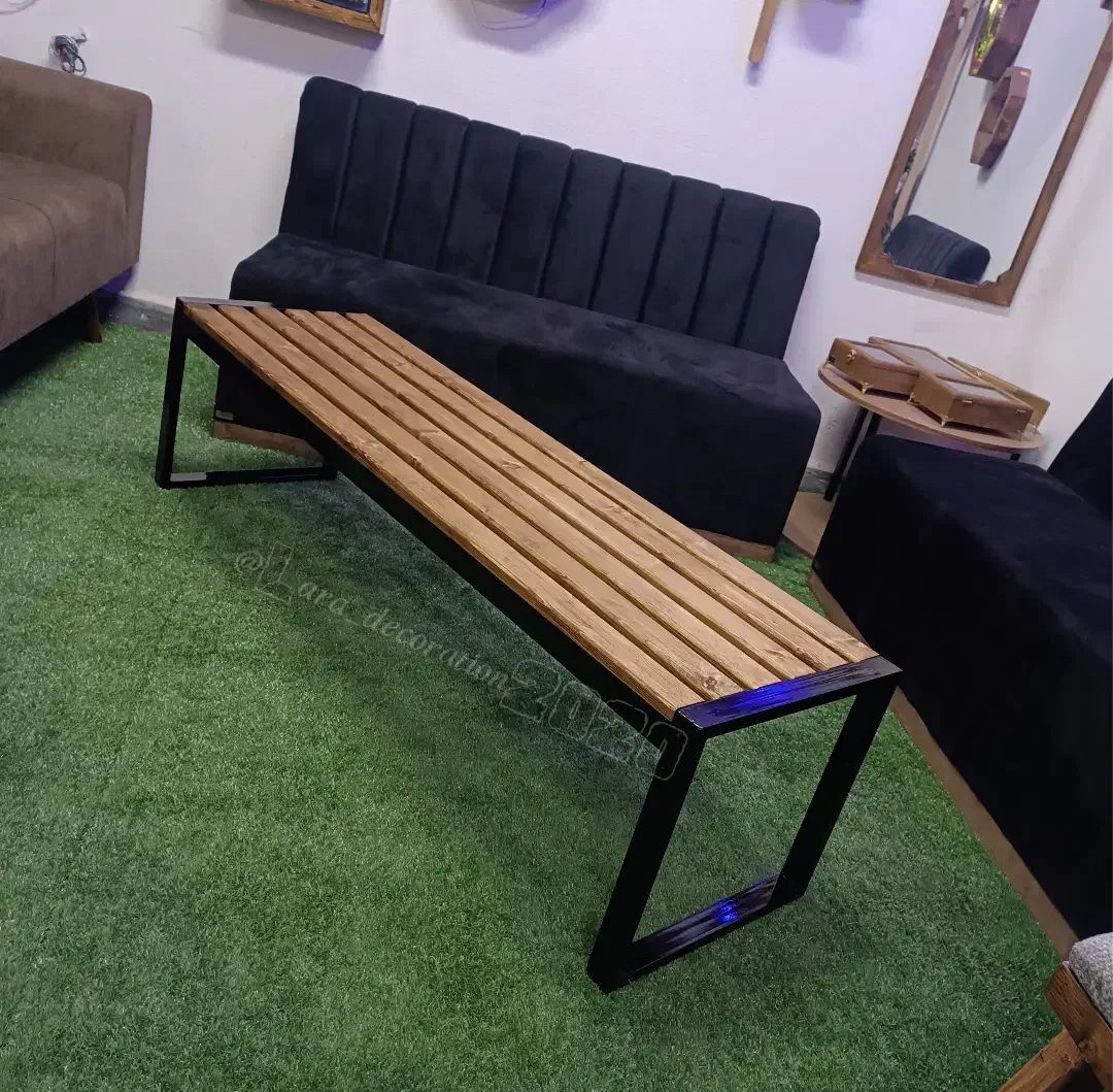 پاف بدنه فلزی با رویه چوبی ،پاف نیمکتی رویه دوختی|صندلی و نیمکت|تبریز, |دیوار