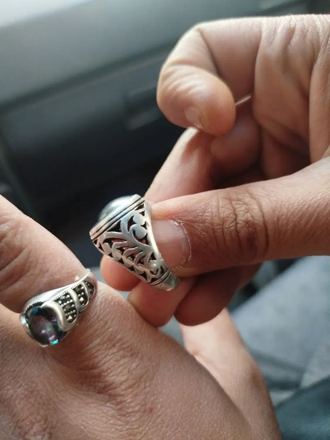 انگشتر حدید و توپاز هفت رنگ|جواهرات|ملایر, |دیوار