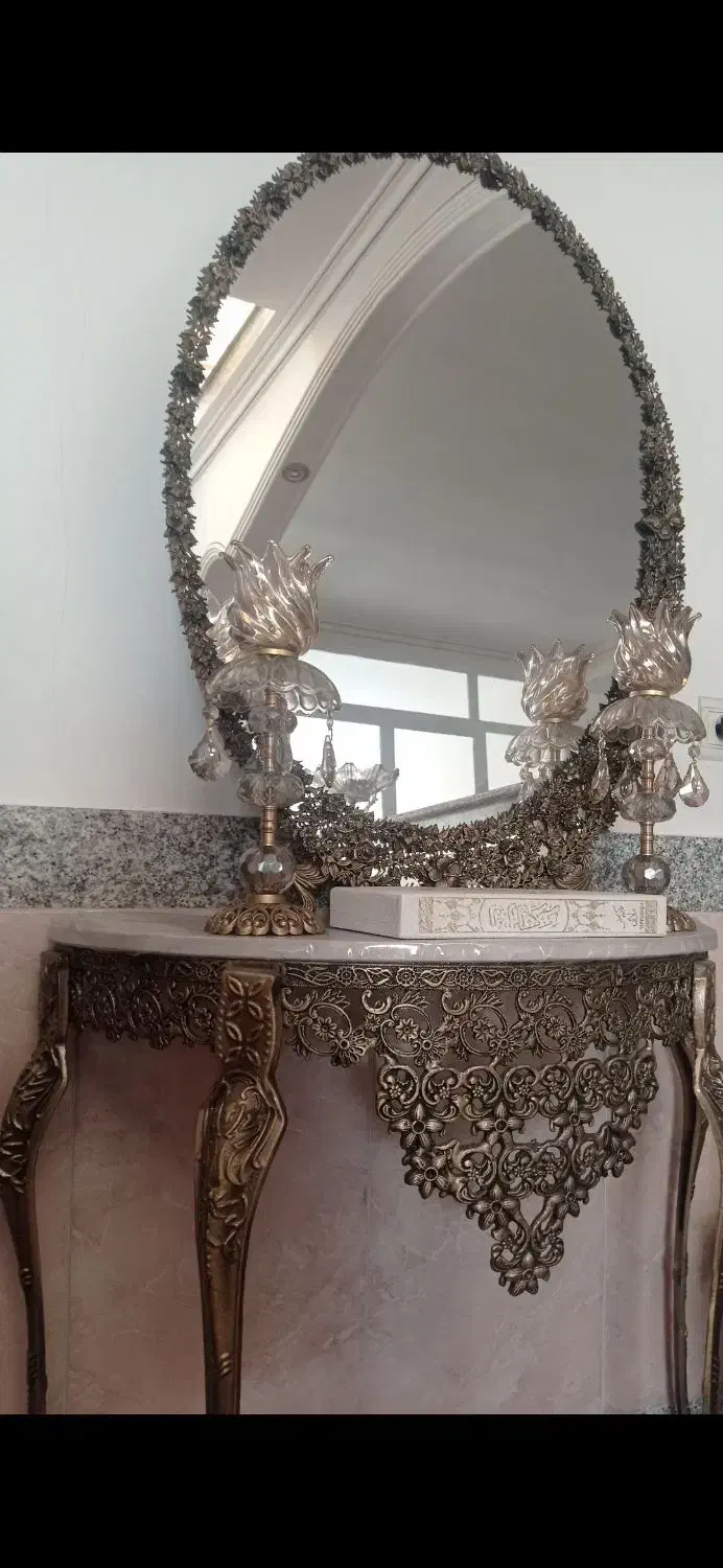 آینه شمعدان برنز|بوفه، ویترین، کنسول|آذرشهر, |دیوار