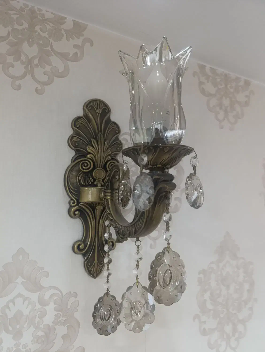 دیوارکوب برنجی آنتیک|لوستر و چراغ آویز|اسلامشهر, شهرک قائمیه|دیوار