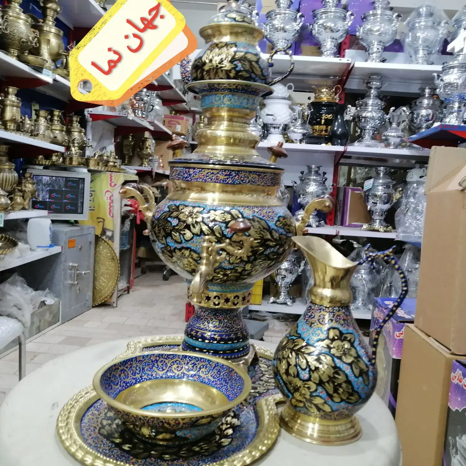 سماور قلمکاری dذغالی برنجیkj مسی گازیw زغالیxu7|سماور، چایساز، قهوهساز|اصفهان, دوطفلان|دیوار