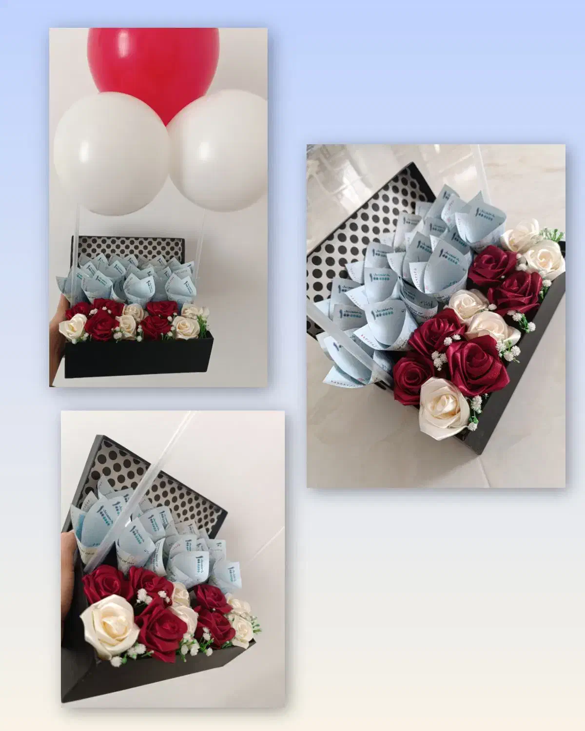 باکس پول آرایی با گل های روبانی|صنایع دستی و سایر لوازم تزئینی|قره چای, |دیوار