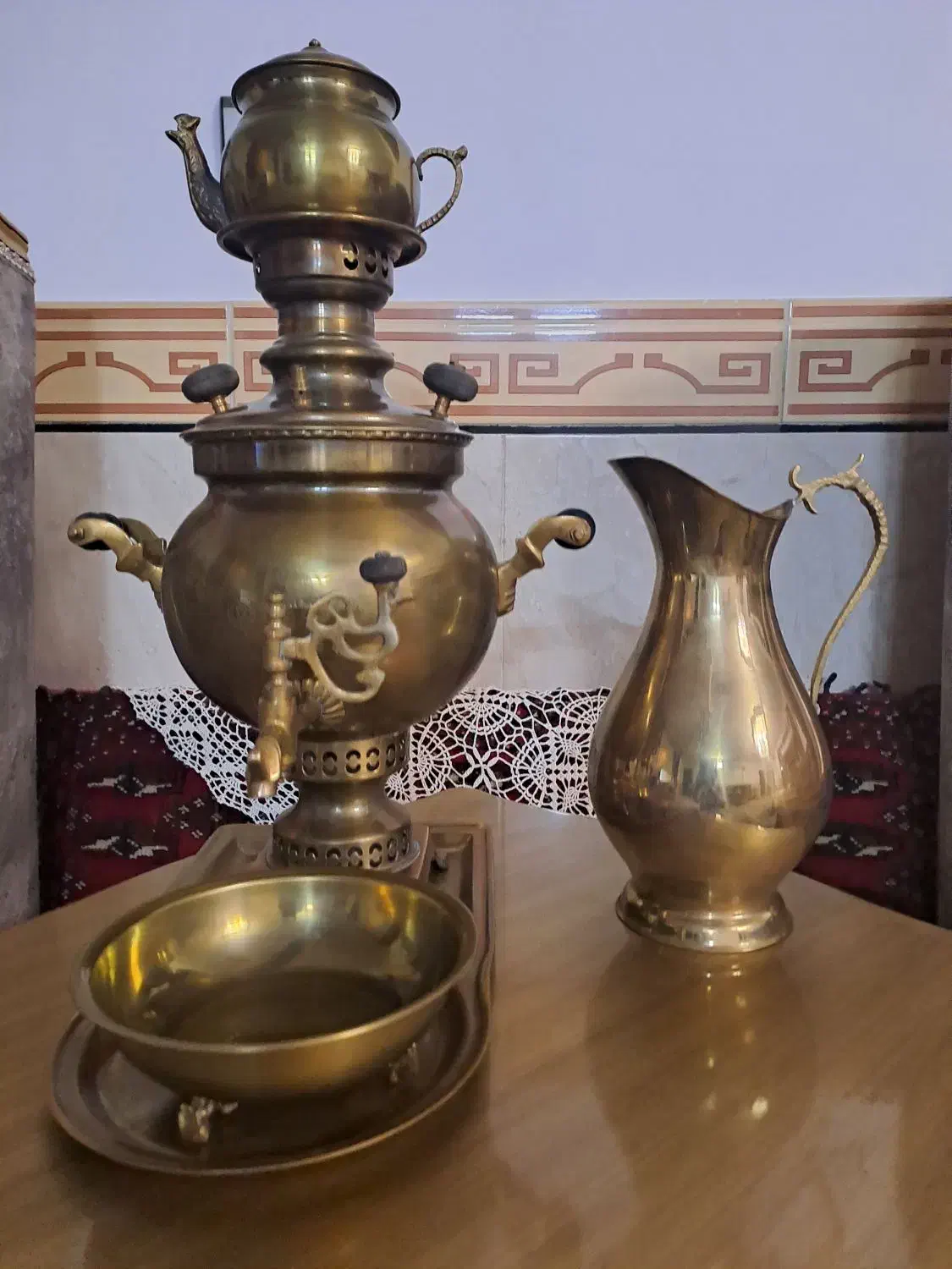 سرویس سماور برنجی|کلکسیون اشیاء عتیقه|ایوانکی, |دیوار