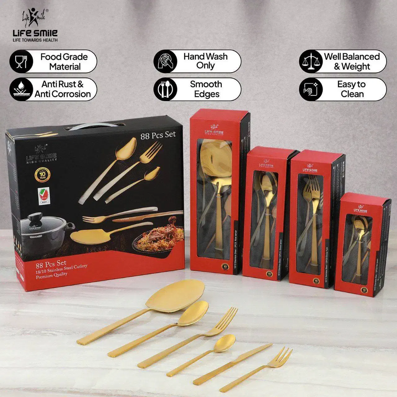 سرویس ۳۸ و۸۸ پارچه قاشق وچنگال لایف اسمایل|ظروف سرو و پذیرایی|تنکابن, |دیوار