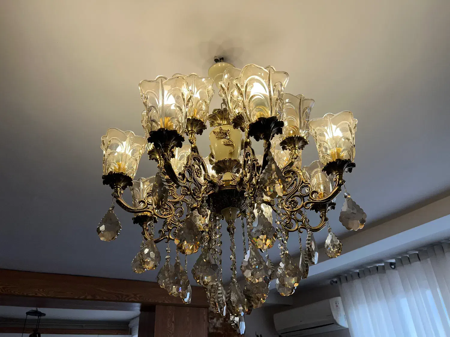 ۲عدد لوستر برنجی ۱۶شعله|لوستر و چراغ آویز|الوند, |دیوار