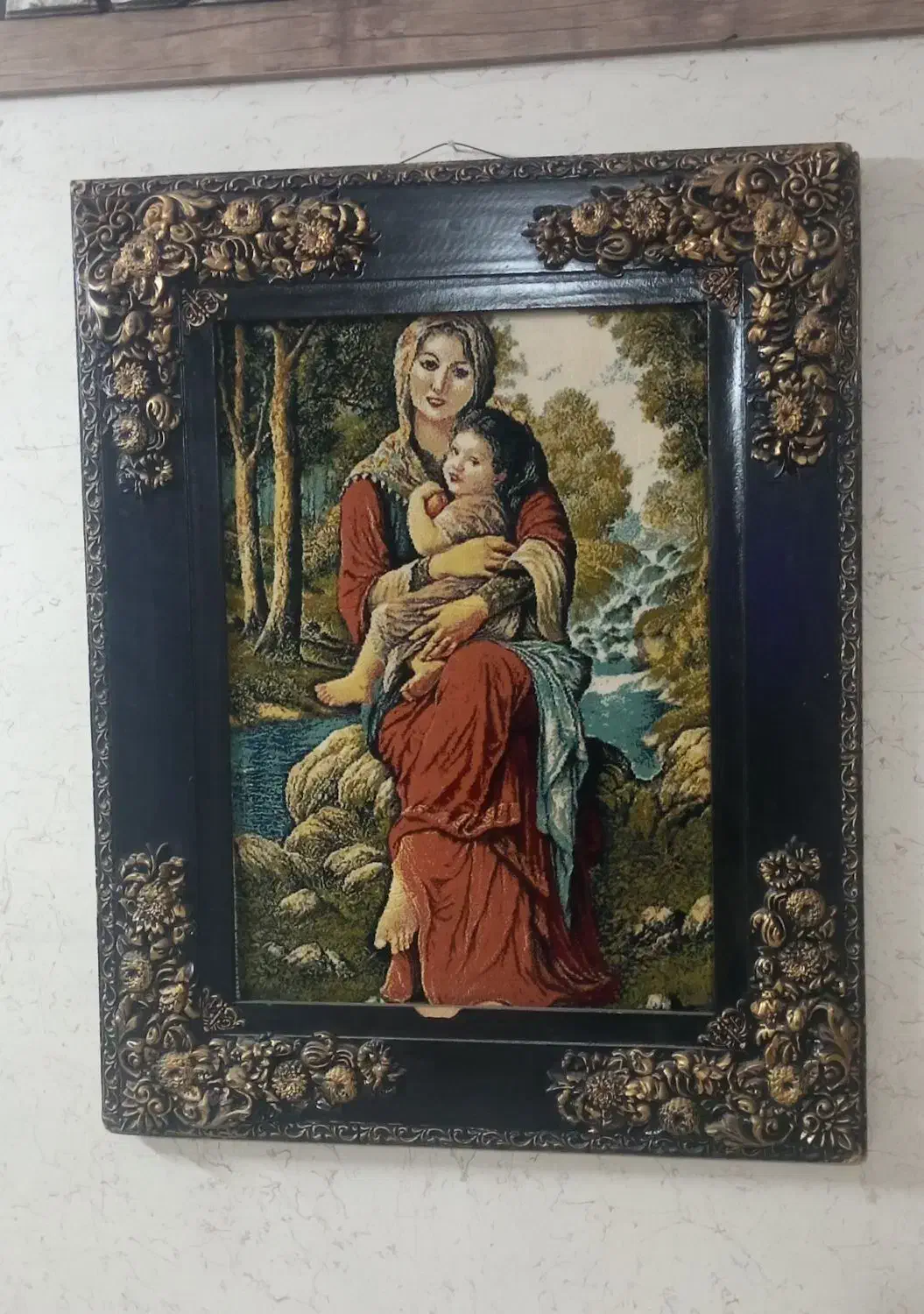 تابلو فرش اصلی مادر و دختر  دست بافت|تابلو فرش|قم, پردیسان|دیوار