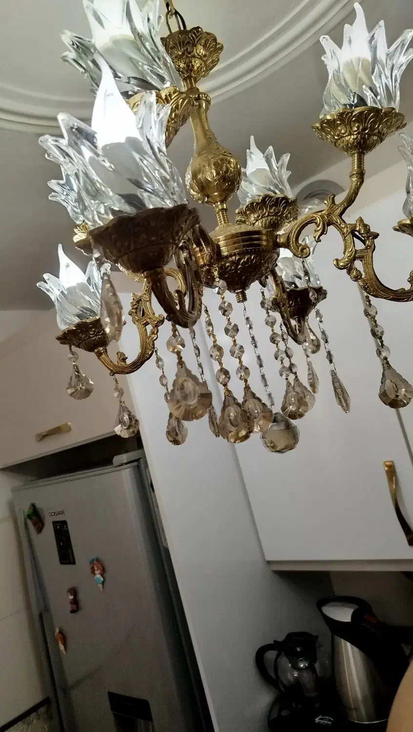 لوستر 4شاخه 8لامپ|لوستر و چراغ آویز|تبریز, |دیوار