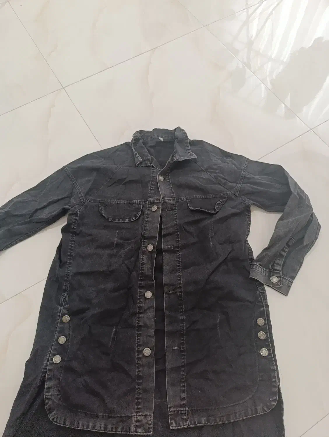 کت جین سنگ شور زغالی در حد نو نو|لباس|پره‌سر, |دیوار