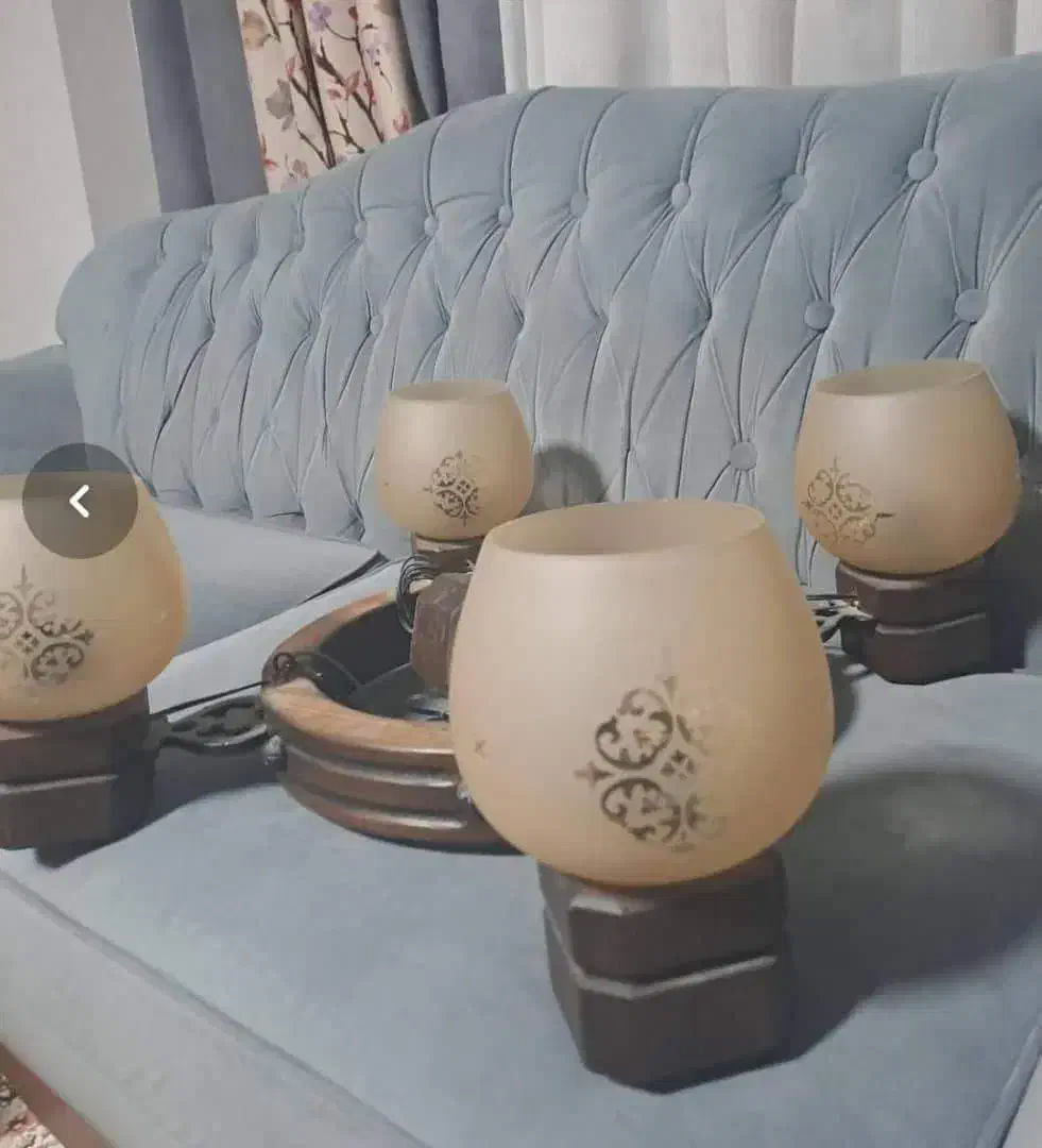 لوستر ترکیبی چوب و فلز|لوستر و چراغ آویز|قزوین, |دیوار