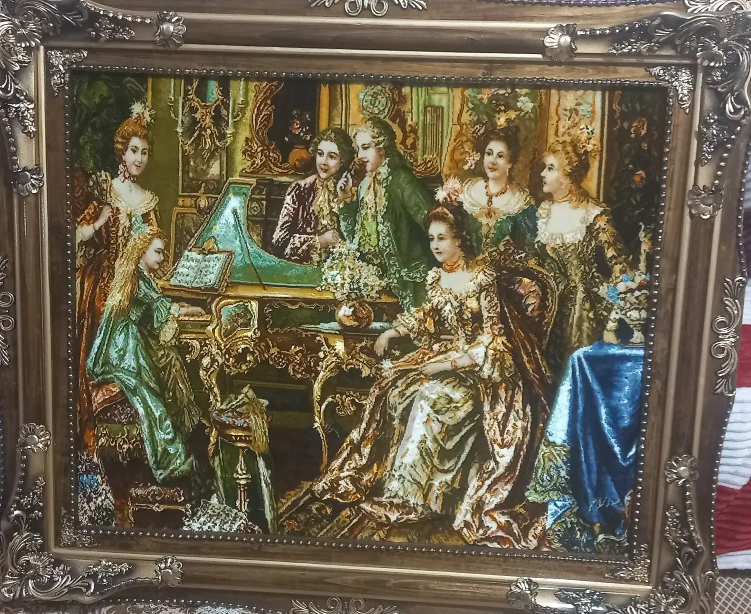 پیانو زن ابریشم|تابلو فرش|کرمانشاه, |دیوار