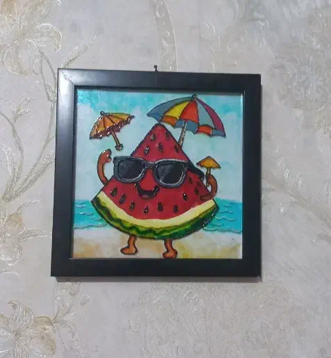 ویترای (نقاشی روی شیشه)طرح هندوانه|تابلو، نقاشی، عکس|رامهرمز, |دیوار