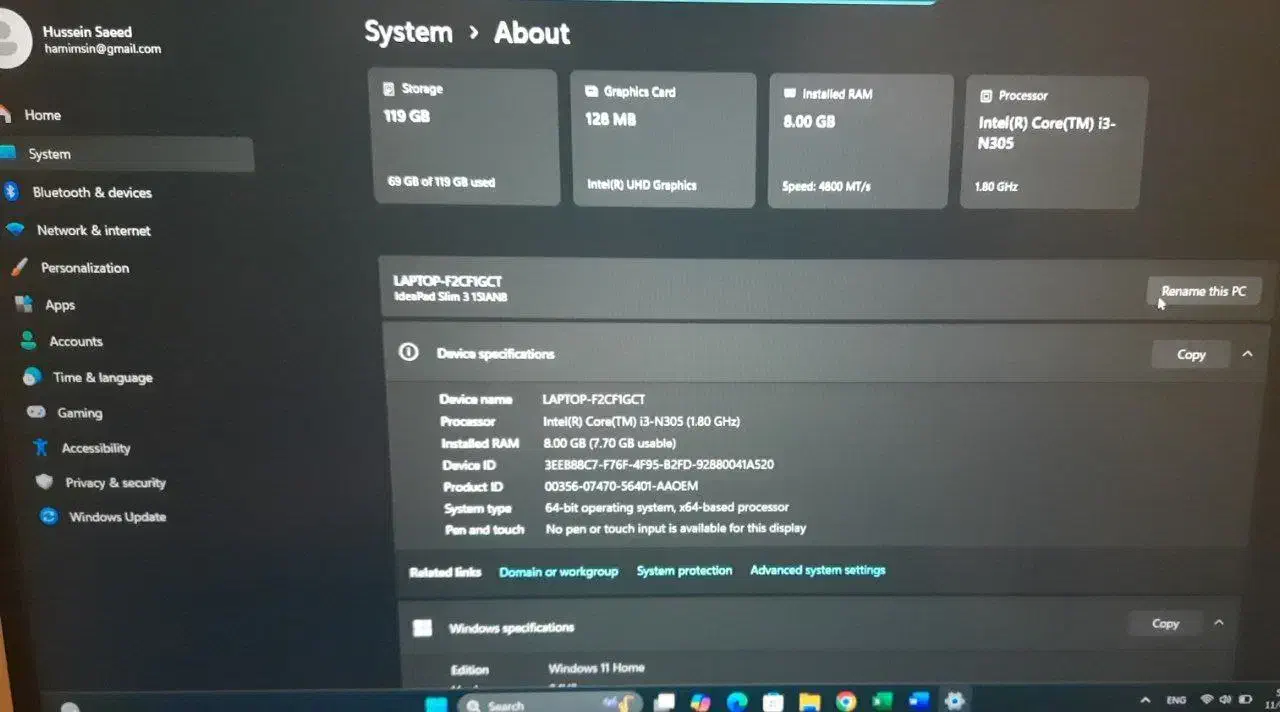 لپتاپ Lenovo IdeaPad Slim 3 مدل 15IAN8|رایانه همراه|تهران, سهروردی|دیوار