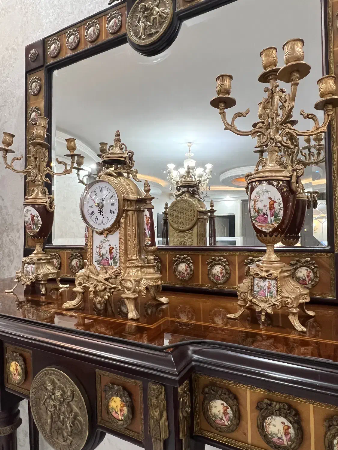 ساعت شمعدان لمونژ برنز عتیقه انتیک|صنایع دستی و سایر لوازم تزئینی|تهران, نیروی هوایی (پیروزی)|دیوار