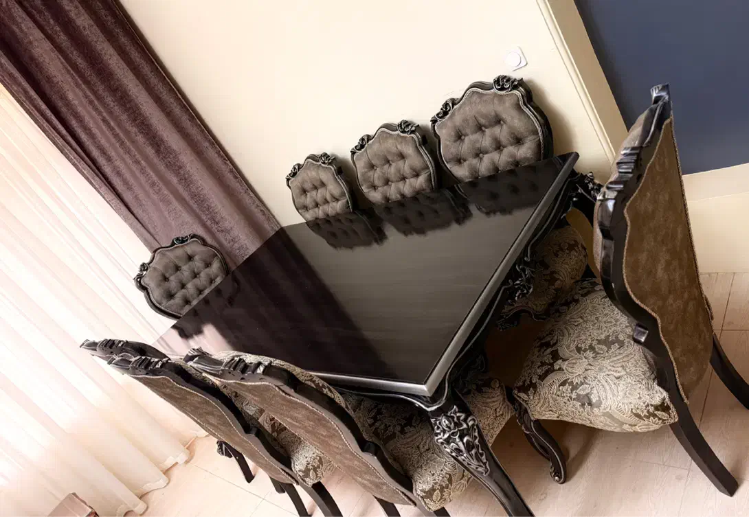 ناهارخوری چوبی مشکی|میز و صندلی غذاخوری|تبریز, |دیوار