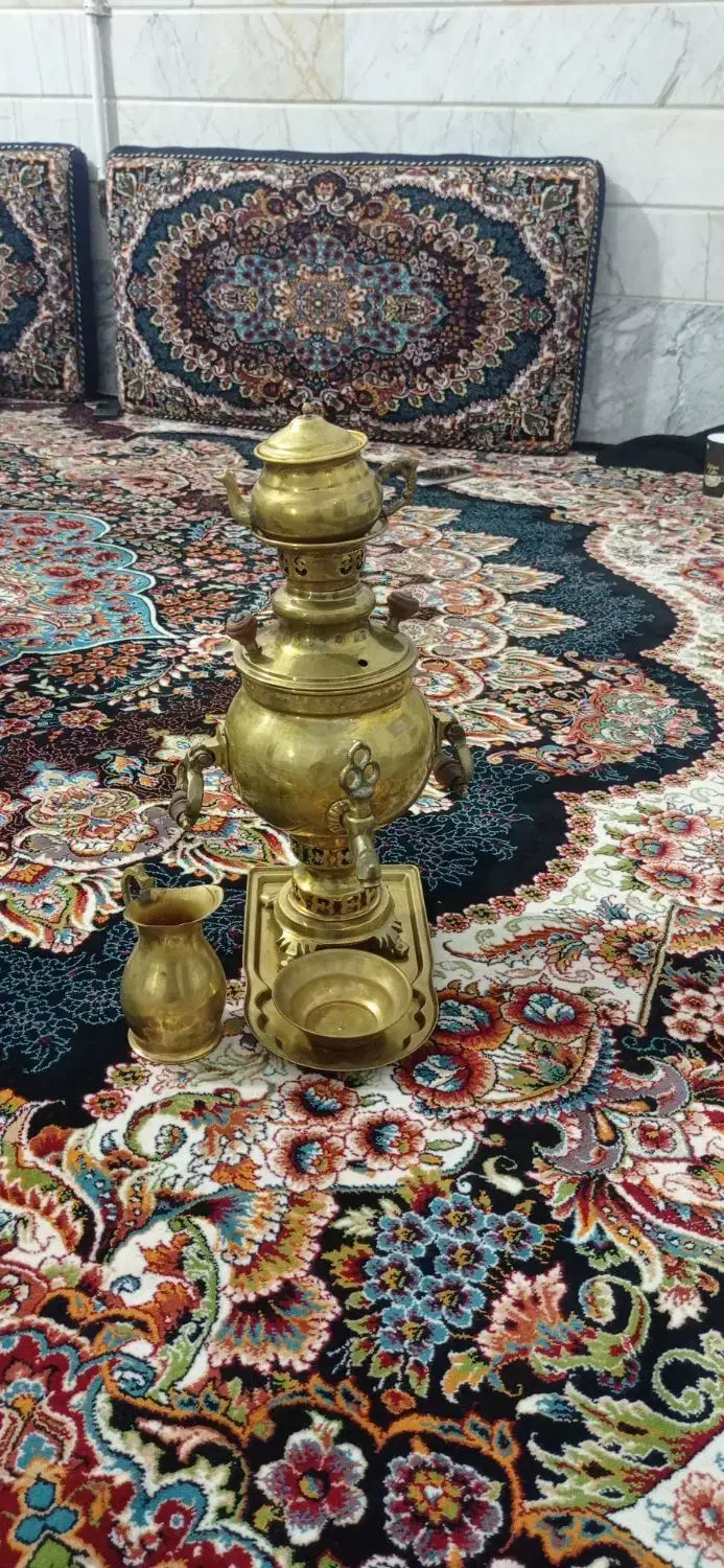 سماور ذغالی برنجی کوچک|سماور، چای‌ساز، قهوه‌ساز|قم, محمد آباد|دیوار