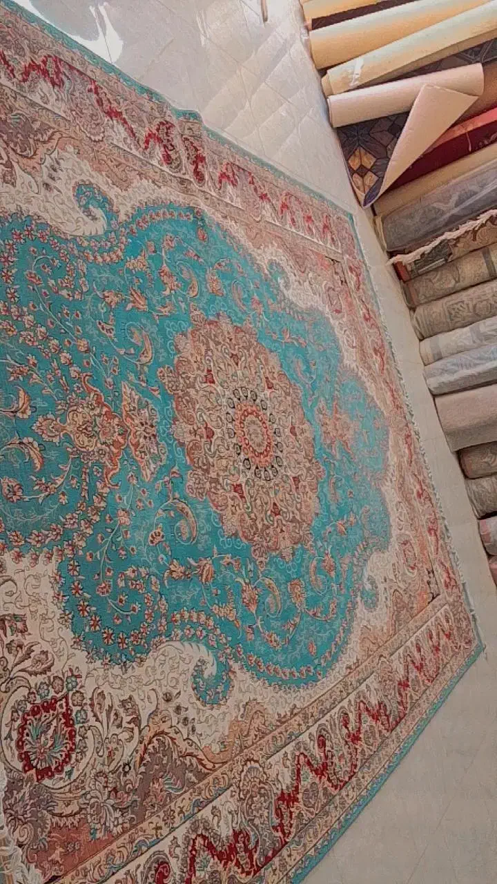 فرش فیروزه ای ۷۰۰شونه تمام نخ|فرش|زابل, |دیوار