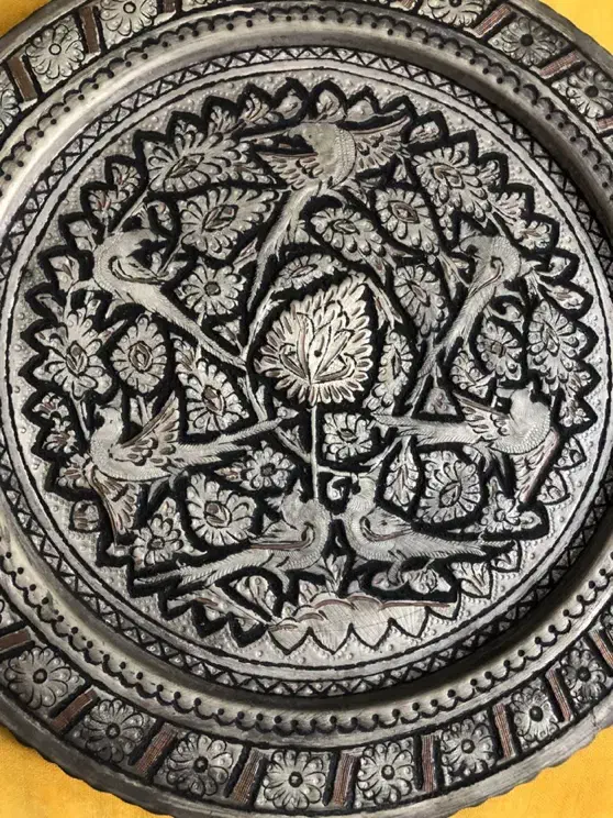 دیوارکوب مسی پرقلم بسیار قدیمی|کلکسیون اشیاء عتیقه|قزوین, |دیوار