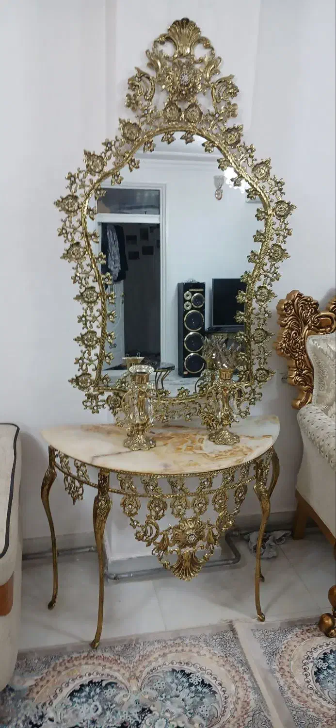 آیینه شمدان برنز|بوفه، ویترین، کنسول|میاندوآب, |دیوار