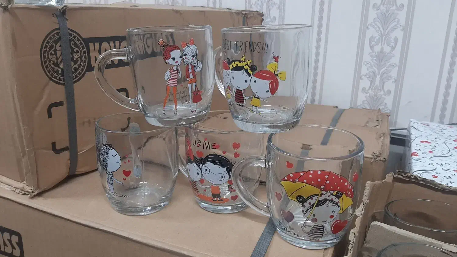 ماگ طرح دار شیشه ای|ظروف سرو و پذیرایی|اصفهان, طامه|دیوار