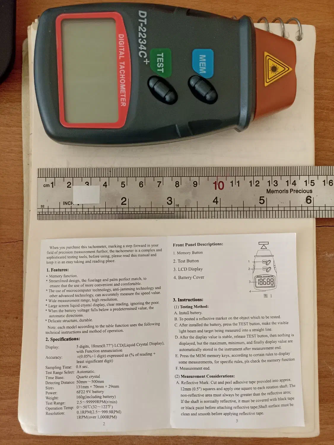 تاکومتر (دور سنج) لیزری مدل +DT-2234C|ابزارآلات|اصفهان, ارغوانیه|دیوار