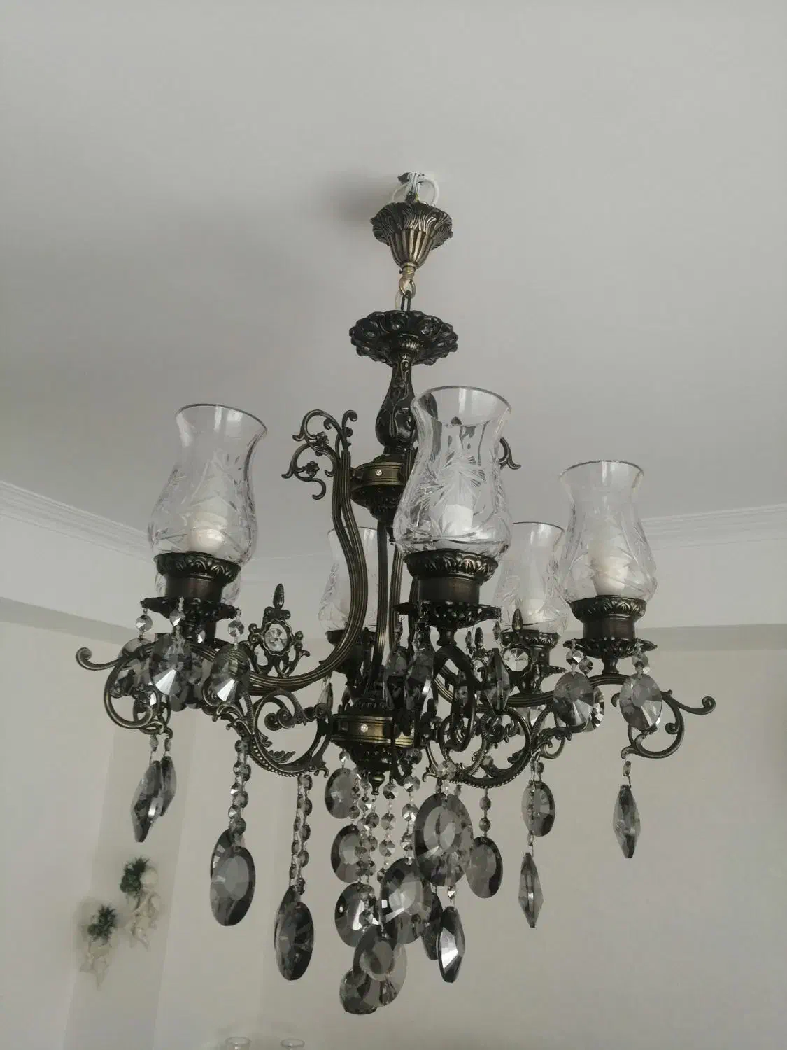 لوستر برنز زیتونی ،استیل سلیور و گلد|لوستر و چراغ آویز|تبریز, |دیوار