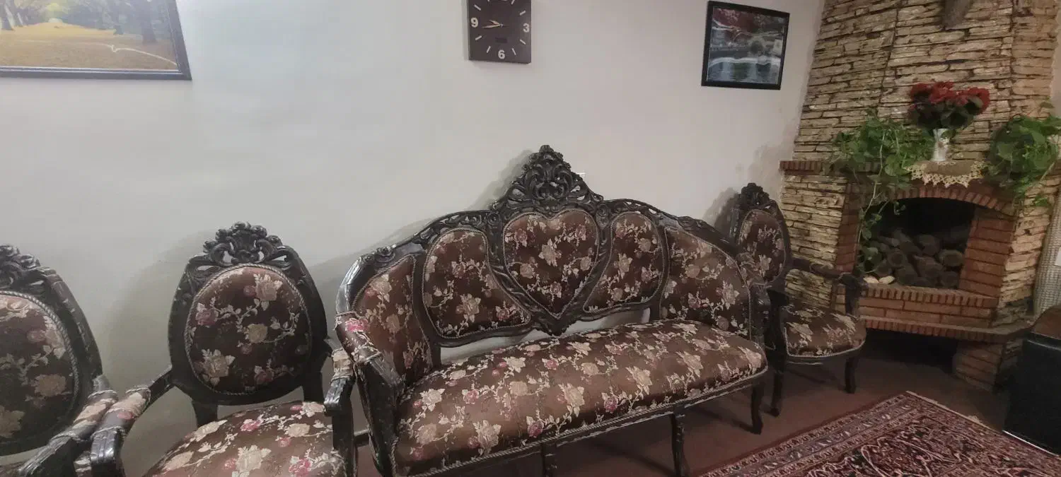 مبل استیل سلطنتی ۷ نفره|مبلمان خانگی و میز عسلی|ابریشم, |دیوار