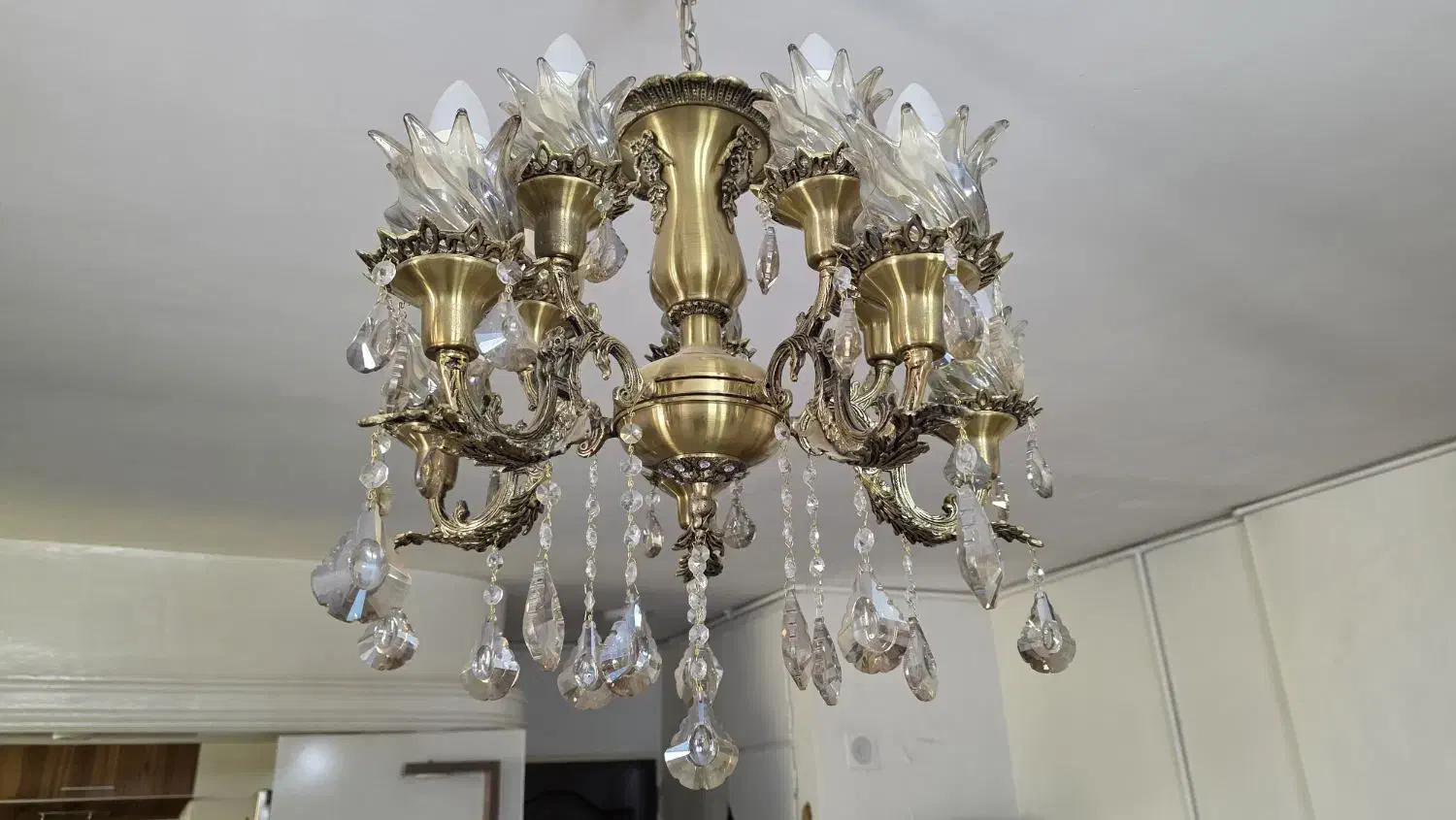 لوستر برنز ۵ شاخه ۱۰ شعله|لوستر و چراغ آویز|کرج, خرمدشت|دیوار