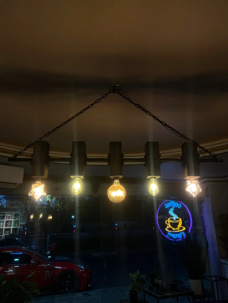 لوستر چوبی با چراغ ادیسونی|لوستر و چراغ آویز|مراغه, |دیوار