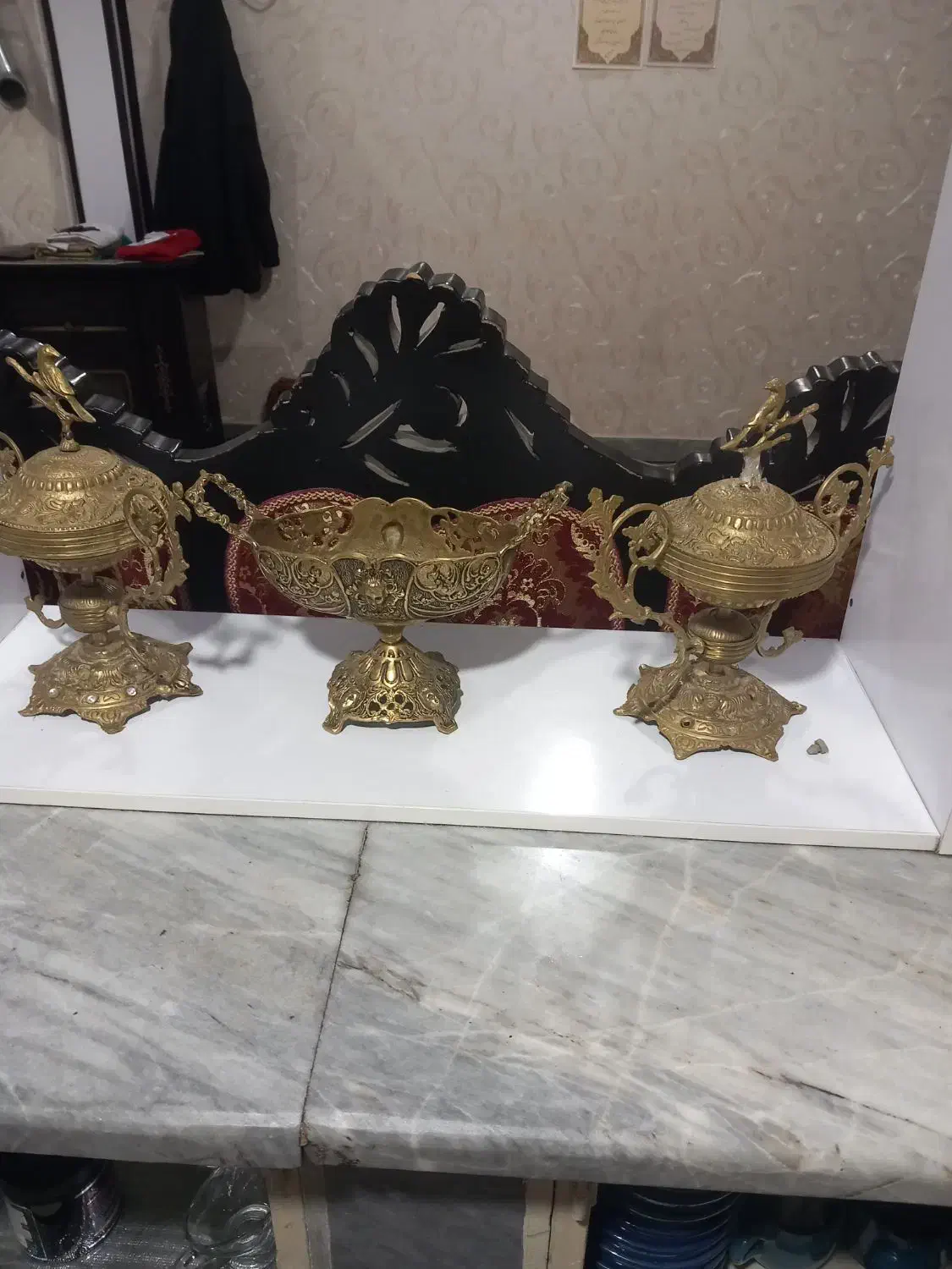 کشکول و دو عدد قندان برنجی|صنایع دستی و سایر لوازم تزئینی|اسلام‌شهر, شهرک مهدیه|دیوار