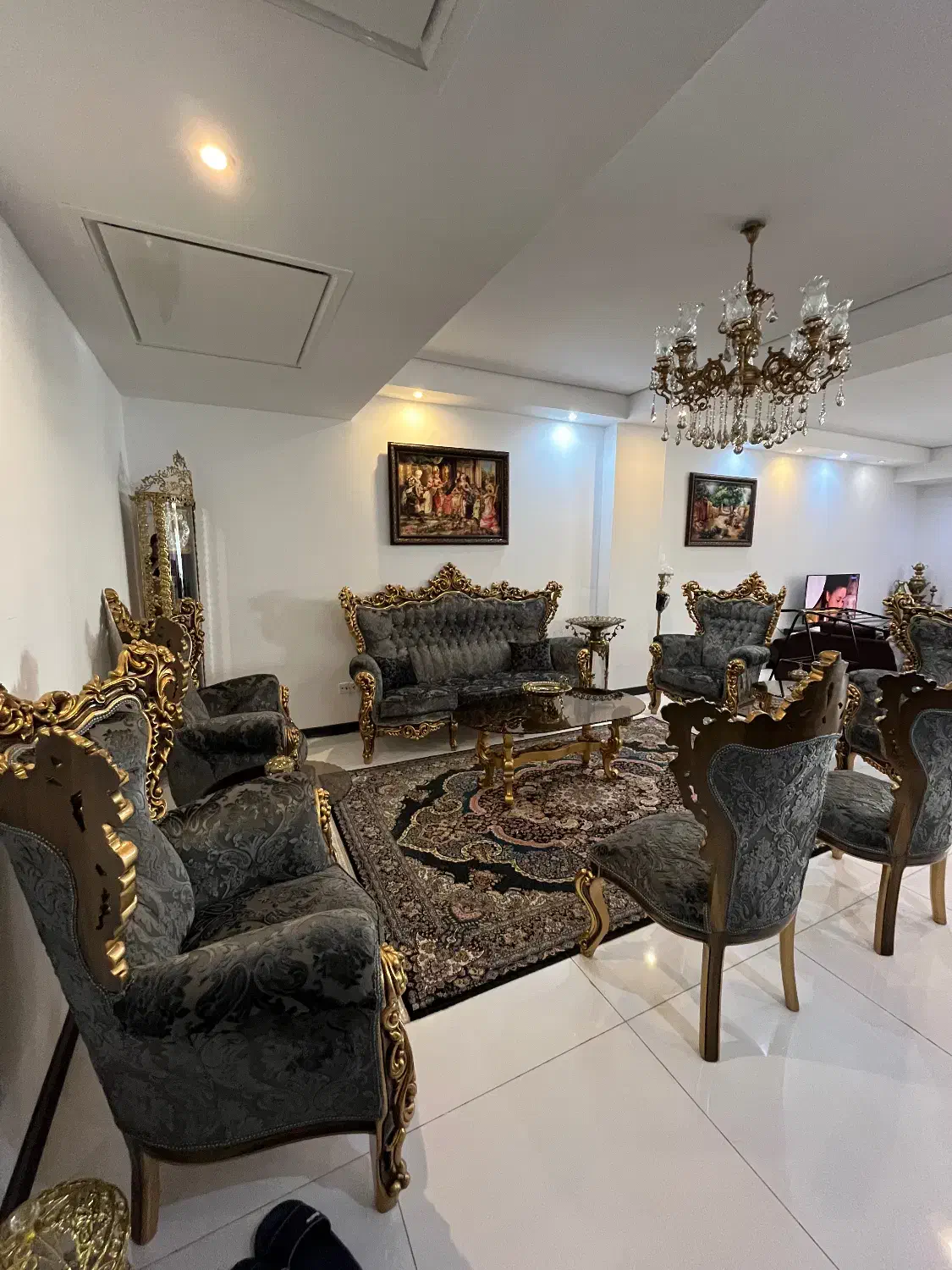 مبل سلطنتی استیل پارچه ترک چوب راش|مبلمان خانگی و میز عسلی|تهران, شهرک شهید باقری|دیوار