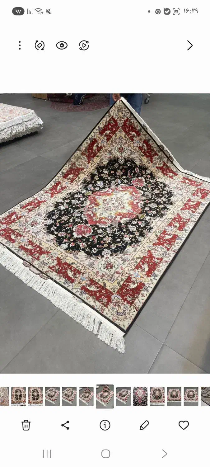 فرش دستباف (بساک) زرنیمهای تبریز چله ابریشم|فرش|مشکیندشت, |دیوار