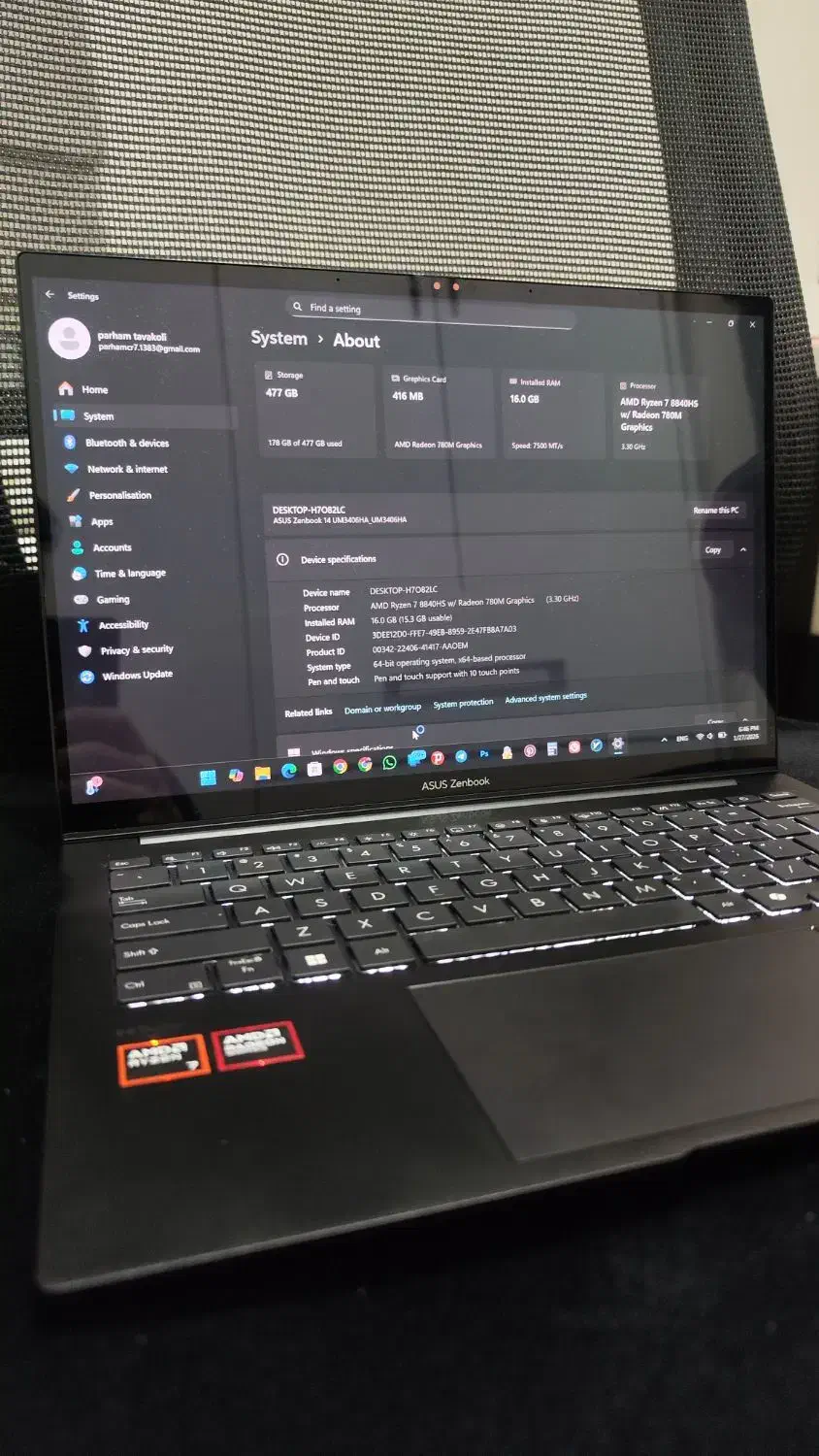 لپتاپ تاچ asus zenbook 14 oled ryzen 7 8840hs|رایانه همراه|تهران, شهرک شریعتی|دیوار
