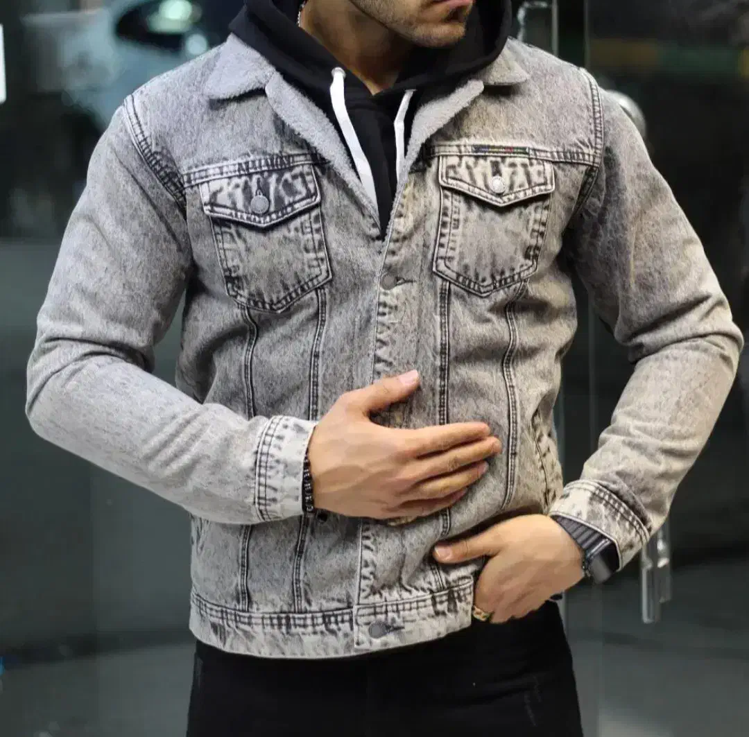 کت جین خزدار زغالی آبی یخی|لباس|کرج, فاز ۳ گوهردشت|دیوار