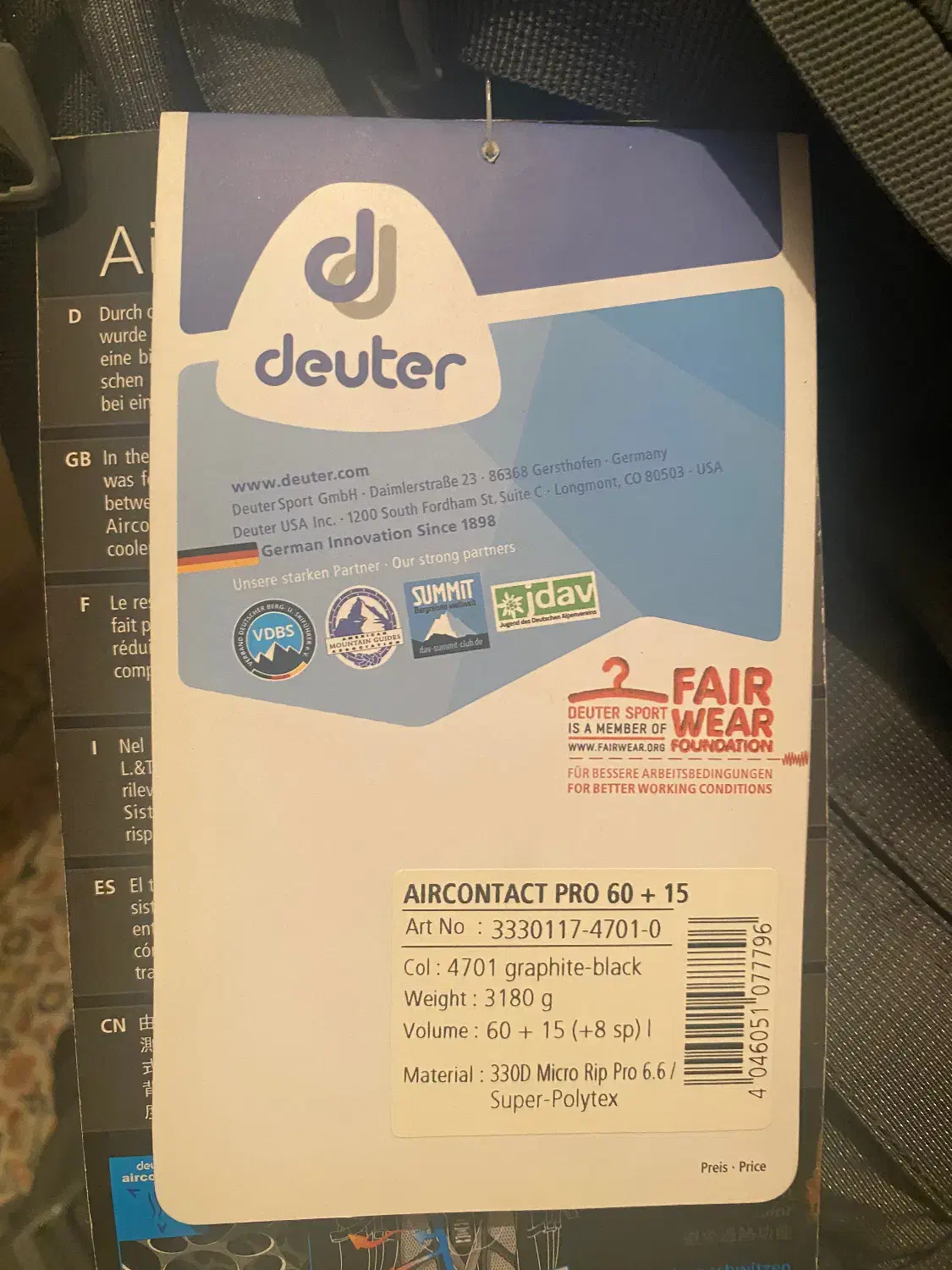 کوله پشتی Deuter Aircontact PRO 60+15 اصل آلمان|کوهنوردی و کمپینگ|تهران, تجریش|دیوار