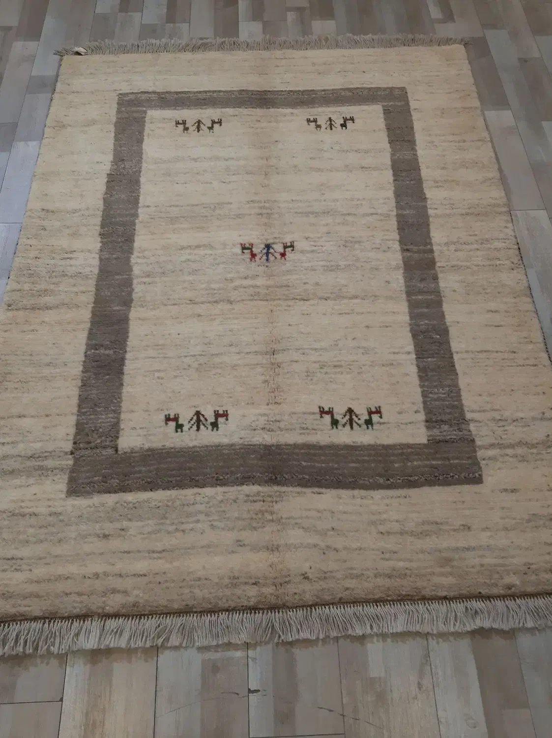 قالیچه سه متری دو پود قشقایی کرم پشم طبیعی|گلیم، جاجیم، گبه|تهران, حر|دیوار