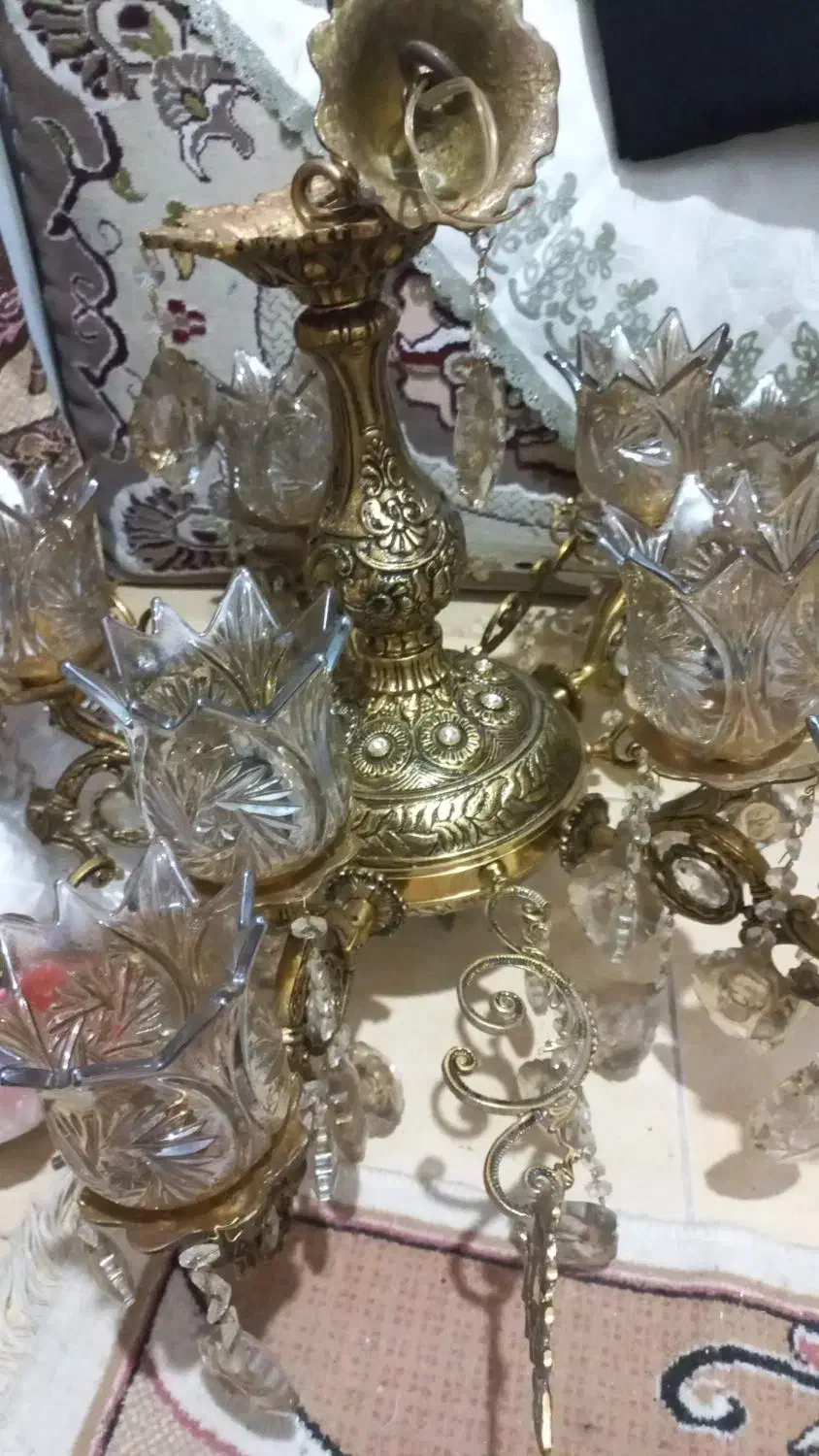 لوستر برنجی ۱۰ شاخه سنگین|لوستر و چراغ آویز|پاکدشت, پاکدشت (مامازند)|دیوار