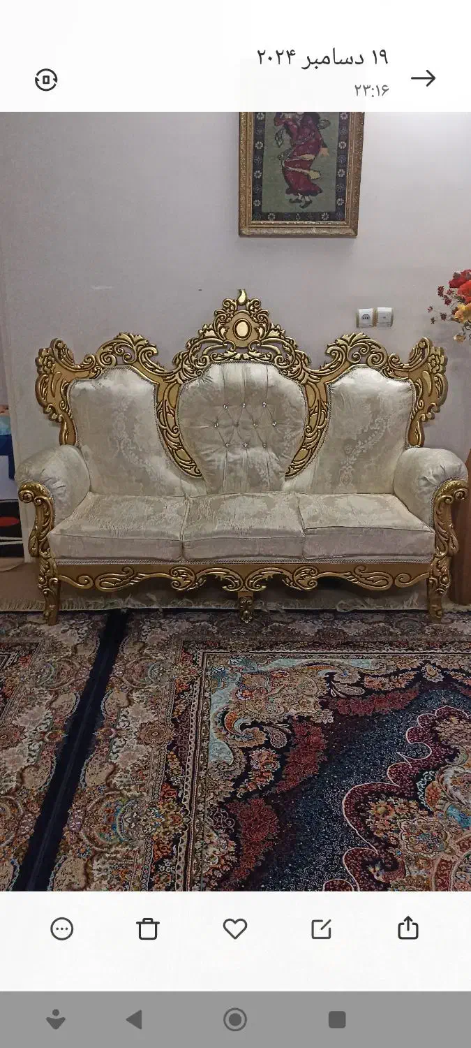 مبلمان سلطنتی 7نفره با میز جلو مبلی و دوعددعسلی|مبلمان خانگی و میز عسلی|ورامین, ورامین|دیوار