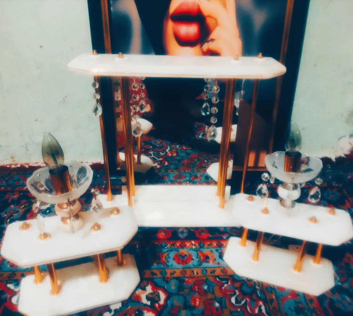 اینه وشمعدان سنگ گرانیتی|لوستر و چراغ آویز|خرم‌آباد, |دیوار