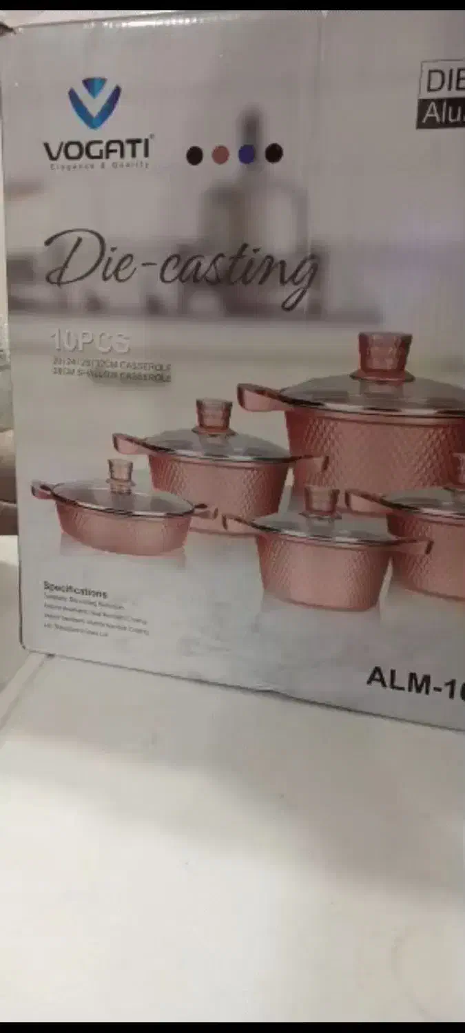 سرویس قابلمه 10 پارچ گرانیتی برند وگاتی رنگ ( بژ)|ظروف پخت‌وپز|اهواز, کوی فرهنگیان ۱|دیوار