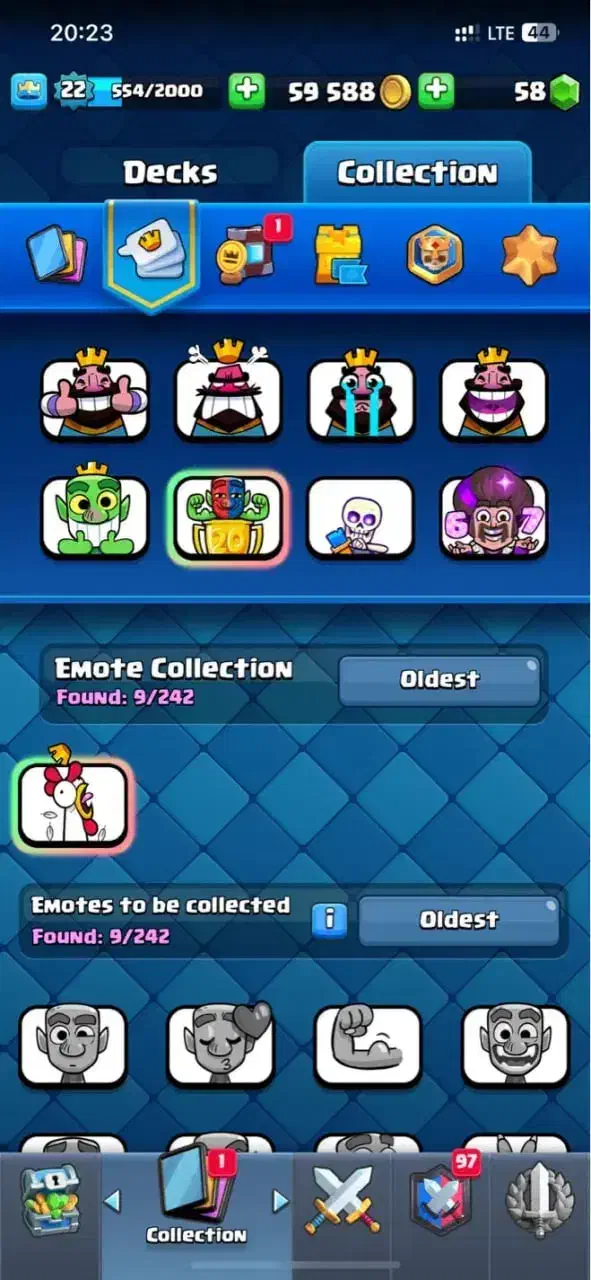 اکانت کلش رویال ایموت 20 وین|کنسول، بازی ویدئویی و آنلاین|قم, پردیسان|دیوار