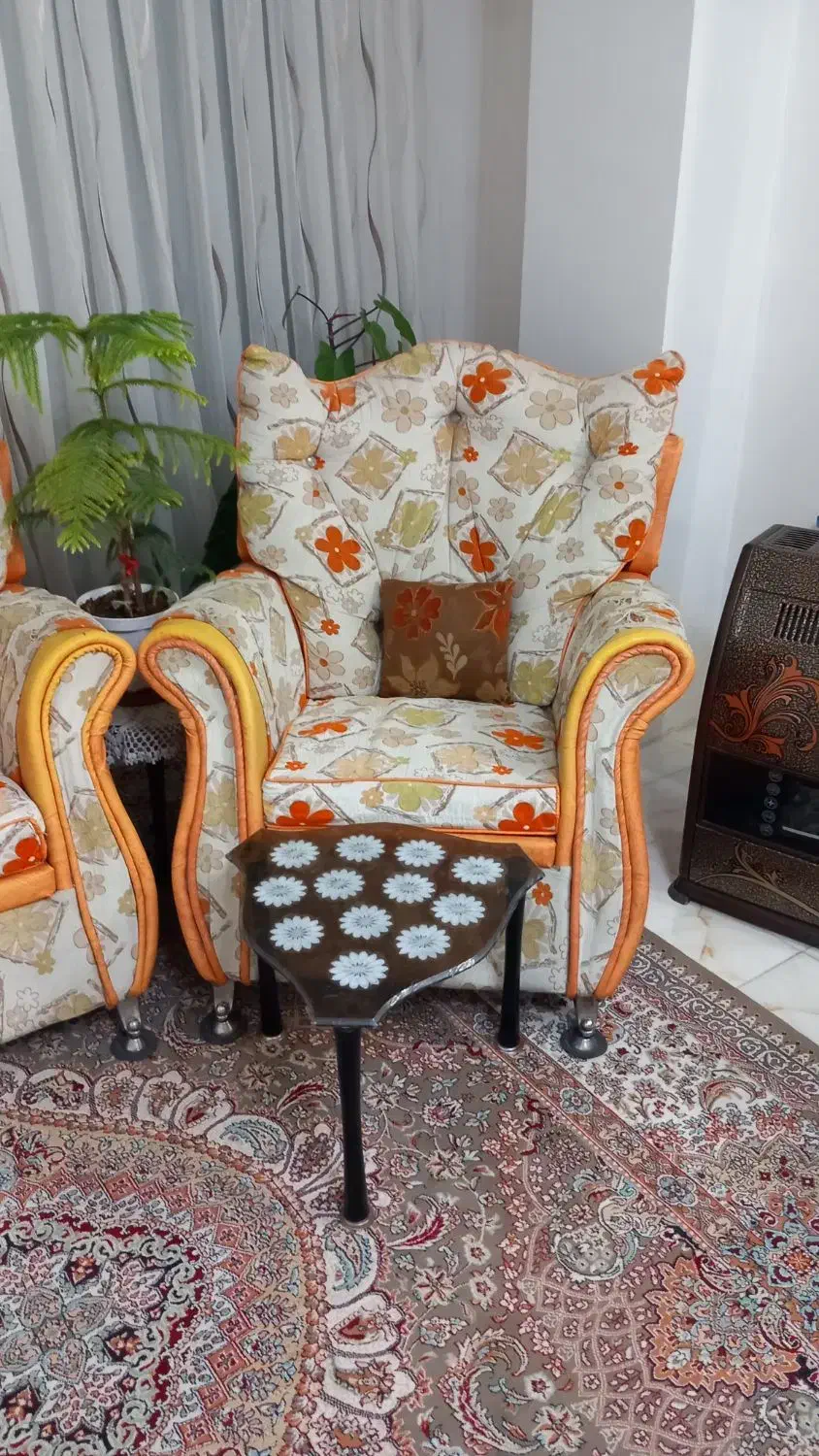 مبل ۹ نفره کارکرده|مبلمان خانگی و میز عسلی|ابریشم, |دیوار